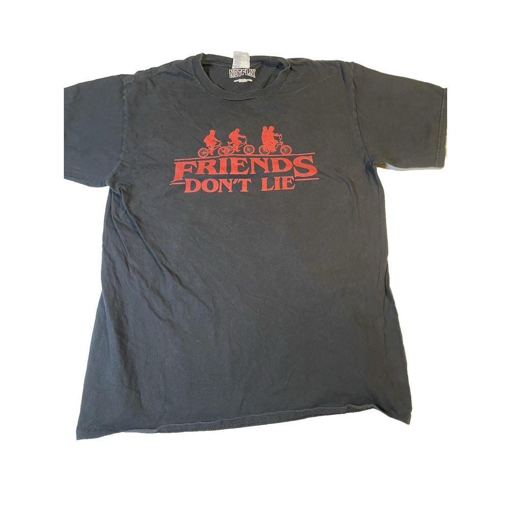 Stranger Things Graphic Tee Medium Black‎ Tshirt Netflix Friends Don't Lie